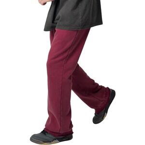 MNML NEW Medium Washed Flare Sweatpants Magenta Red Streetwear Pants Casual Cozy
